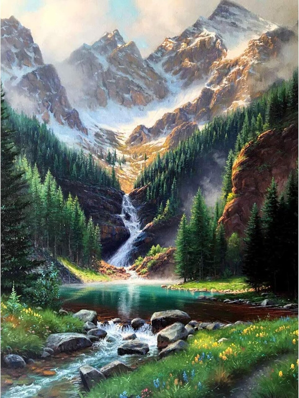 Diamond Painting Kits, Waterfall Diamond Art for Adults, Mountain 5D Diamond Painting Kits for Adults, Scenery Diamond Art Kits with Diamond Painting Accessories for Home Wall Decor 12 x 16 inches